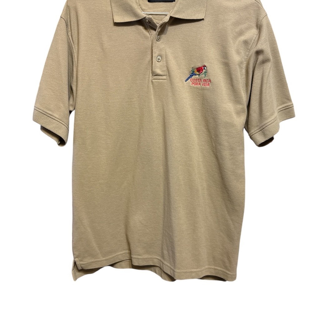 Tan Polo Shirt with Classic Collar and Relaxed Fit